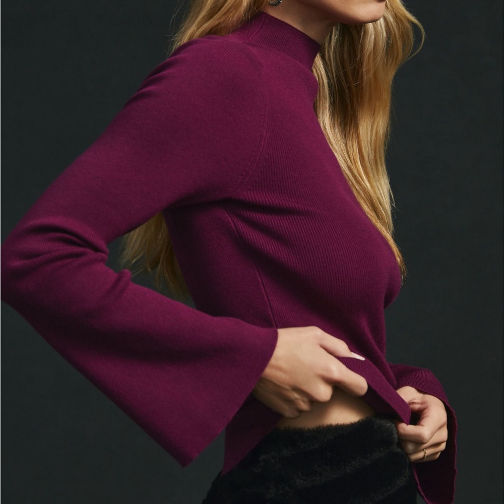 Maeve Plum Bell Sleeve Sweater